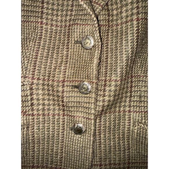 VTG Ralph Lauren Plaid Brown wool blazer Suede elbow pads Horse Buttons 2P - Picture 4 of 5